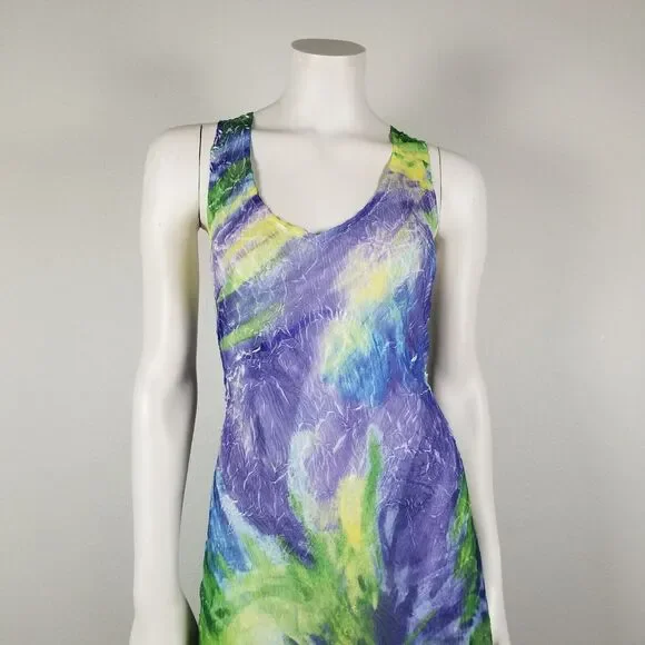 Komarov Purple Blue Green Sheer Dress Sz XL Item #9517 - Picture 3 of 14